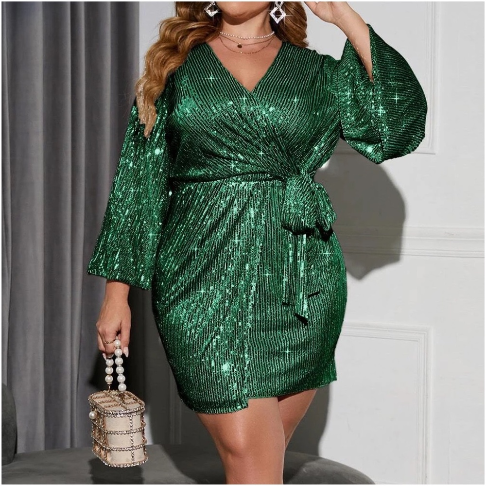 Plus Luxe Hot pink Sequin Party Holiday Evening Formal Dress - Picture 2 of 12